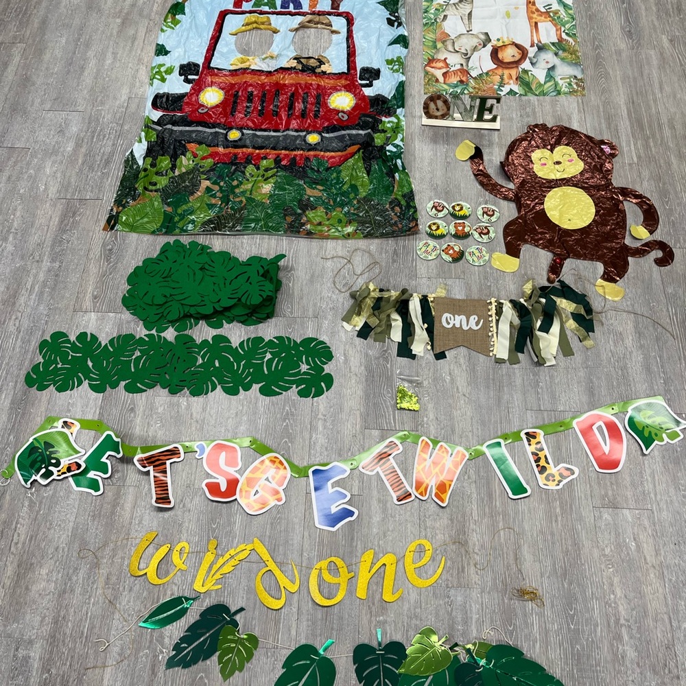 Wild One first birthday safari party gently used party decorations